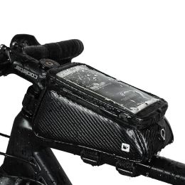 Bike Phone Front Frame Bag Bicycle Bag Waterproof Bike Phone Mount Top Tube Bag Bike Phone Case Holder Accessories Cycling Pouch Compatible Phone