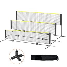 Badminton Net, Height Adjustable Volleyball Net, 14ft Wide Foldable Pickleball Net, Portable Easy Setup Tennis Net Set with Poles, Stand and Carr