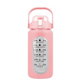 Glass Water Bottle Sports Water Bottle Motivational Water Bottle Water Intake Tracker Bottle with Straw Time Marker Silicone Sleeve Handle for Gy (Capacity: 32OZ, Color: Pink)